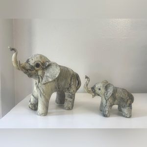 Vintage Crushed Oyster Shell Elephants